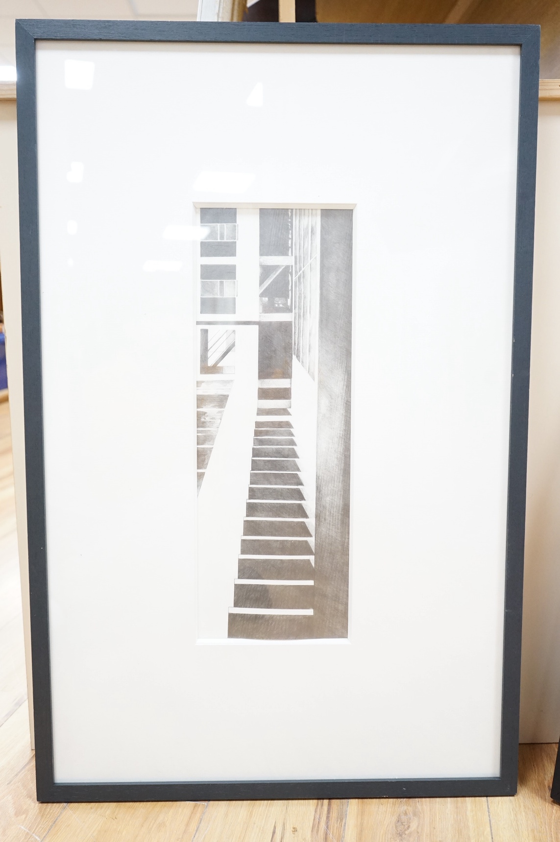 Four black and white photographic prints to include: Felicity Lock, ‘Public Housing’, Alan Frost, ‘By the Water’ and a Portrait of Dora Maar, largest 49 x 39cm. Condition - good